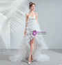 In Stock:Ship in 48 Hours White Hi Lo Tulle Tiers Wedding Dress