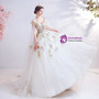 In Stock:Ship in 48 Hours White Tulle Gold Sequins Wedding Dress