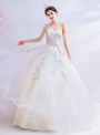 In Stock:Ship in 48 Hours White Sequins Appliques Wedding Dress