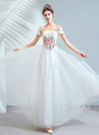 In Stock:Ship in 48 Hours White Tulle Short Sleeve Wedding Dress