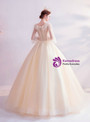 In Stock:Ship in 48 Hours Tulle Long Sleeve Appliques Wedding Dress