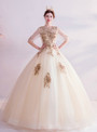 In Stock:Ship in 48 Hours Tulle Short Sleeve Backless Wedding Dress