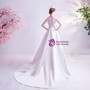 In Stock:Ship in 48 Hours White Satin Illusion Wedding Dress