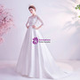 In Stock:Ship in 48 Hours White Satin Illusion Wedding Dress