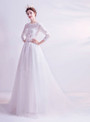 In Stock:Ship in 48 Hours White Tulle Lace Appliques Wedding Dress