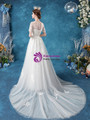 In Stock:Ship in 48 Hours White Tulle Short Sleeve Appliques Wedding Dress