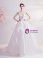 In Stock:Ship in 48 Hours Illusion Top White Tulle Wedding Dress