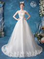 In Stock:Ship in 48 hours Sweep Train Scoop Tulle Wedding Dress