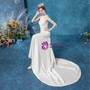 In Stock:Ship in 48 hours White Halter Satin Wedding Dress