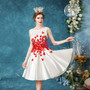In Stock:Ship in 48 Hours White Satin Knee Length Wedding Dress