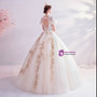 In Stock:Ship in 48 Hours Champagne Tulle Backless Wedding Dress