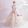 In Stock:Ship in 48 Hours Champagne Tulle Backless Wedding Dress