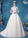 In Stock:Ship in 48 Hours Brilliant White Tulle V-neck Wedding Dress