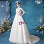 In Stock:Ship in 48 Hours Brilliant White Tulle V-neck Wedding Dress