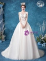 In Stock:Ship in 48 Hours Brilliant White Tulle V-neck Wedding Dress