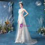 In Stock:Ship in 48 Hours Illusion White Lace Wedding Dress