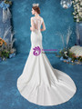 In Stock:Ship in 48 Hours White Illusion Backless Appliques Wedding Dress