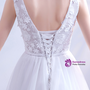 In Stock:Ship in 48 Hours White V-neck Tulle Appliques Wedding Dress