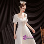In Stock:Ship in 48 Hours White Puff Sleeve Short Wedding Dress