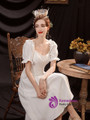 In Stock:Ship in 48 Hours White Puff Sleeve Short Wedding Dress