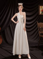 In Stock:Ship in 48 Hours White Strapless Pearls Wedding Dress
