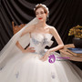 In Stock:Ship in 48 Hours White Tulle Blue Appliques Beading Wedding Dress