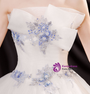 In Stock:Ship in 48 Hours White Tulle Blue Appliques Beading Wedding Dress