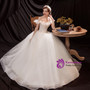 White Ball Gown Tulle Sequins Beading Sequins Wedding Dress