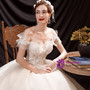 In Stock:Ship in 48 Hours Ivory Tulle Appliques Beading Wedding Dress