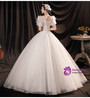 In Stock:Ship in 48 Hours White Tulle Sequins Puff Sleeve Wedding Dress