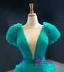 Unique Green Mermaid Tulle Pleats Prom Dress