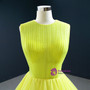 Yellow Scoop Tulle Pleats Tiers Prom Dress