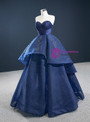 Navy Blue Sweetheart Appliques Beading Prom Dress