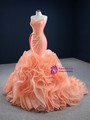 Orange Strapless Organza Pleats Prom Dress