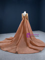 Heavy Beading Orange Long Sleeve Beading Sequins Prom Dress