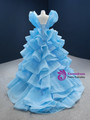Blue Ball Gown Ruffle Tiers Princess Prom Dress