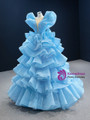 Blue Ball Gown Ruffle Tiers Princess Prom Dress