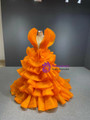 Orange Ball Gown Ruffle Tiers Prom Dress