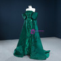 Dark Green Mermaid Satin Sequins Appliques Prom Dress