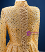 Gold Sequins Long Sleeve High Neck Prom Dress