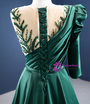 Green Satin Pleats Beading One Shoulder Prom Dress