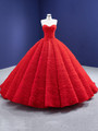 Luxury Red Tulle Sweetheart Pleats Prom Dress