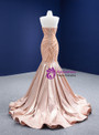 Champagne Satin Strapless Beading Prom Dress