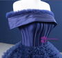 Navy Blue Tulle Pleats Ball Gown Prom Dress