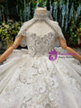 White Ball Gown Sequins Beading Crystal Flower Girl Dress