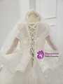 White Sequins Long Sleeve Appliques Beading Flower Girl Dress