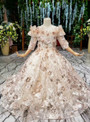 Champagne Tulle Sequins Embrodiery Appliques Flower Girl Dress