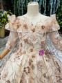 Champagne Tulle Sequins Embrodiery Appliques Flower Girl Dress