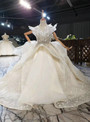 Ivory Tulle Sequins Backless Beading Flower Girl Dress
