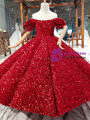 Ball Gown Sequins Puff Square Sleeve Flower Girl Dress